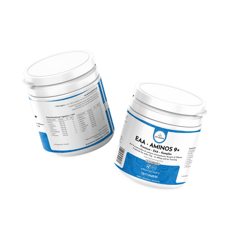 EAA - AMINOS 9+ Premium-Komplex - 30 Stickbeutel, vegan, ohne Füllstoffe, mit Kirschgeschmack