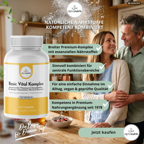 Basic Vital Komplex - 120 vegane Kapseln Premium ohne Füllstoffe