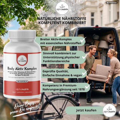 Body Aktiv Komplex - 180 vegane Kapseln Premium ohne Füllstoffe