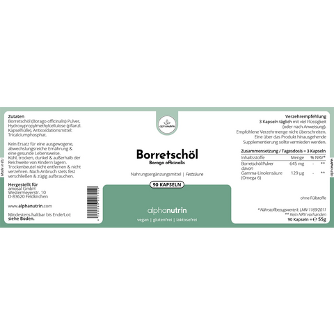 Borretschöl - 90 vegane Kapseln ohne Füllstoffe