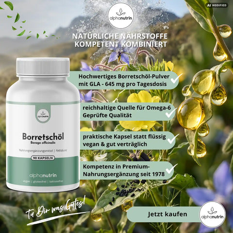 Borretschöl - 90 vegane Kapseln ohne Füllstoffe