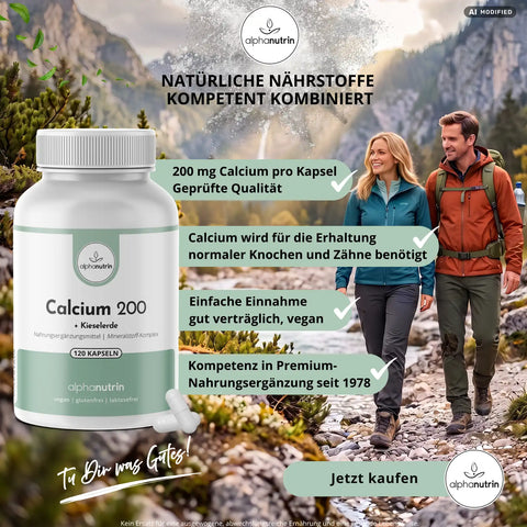 Calcium 200 + Kieselerde (Silicium) - 120 vegane Kapseln