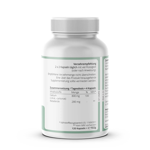 Calcium 200 + Kieselerde (Silicium) - 120 vegane Kapseln