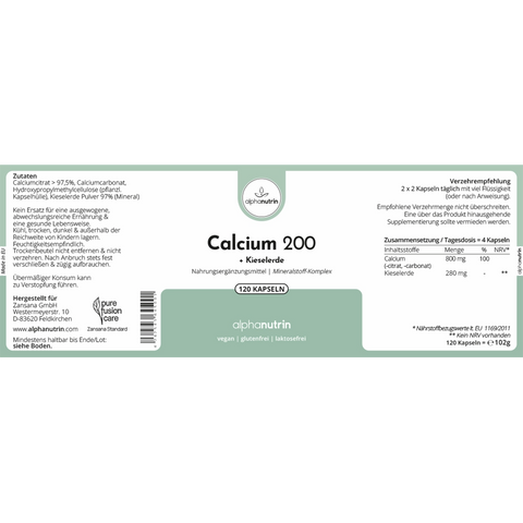 Calcium 200 + Kieselerde (Silicium) - 120 vegane Kapseln