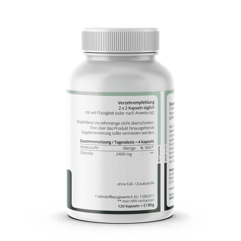Chlorella 600 - 120 vegane Kapseln ohne Zusatzstoffe