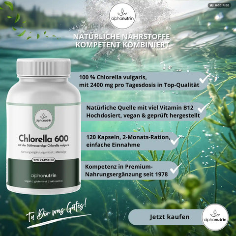 Chlorella 600 - 120 vegane Kapseln ohne Füllstoffe