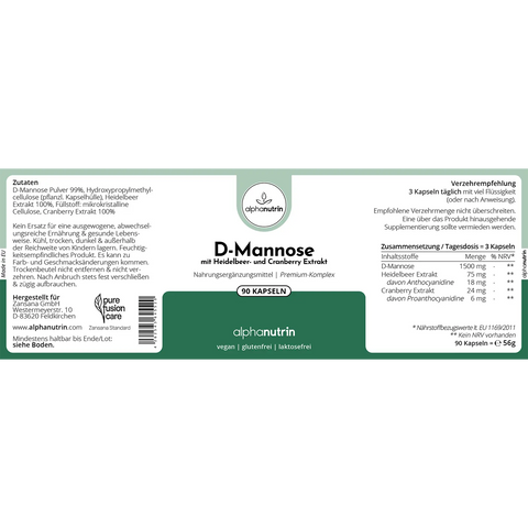 D-Mannose 500 Komplex - 90 vegane Kapseln