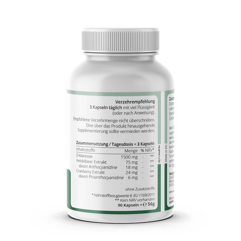 D-Mannose 500 Komplex - 90 vegane Kapseln ohne Zusatzstoffe