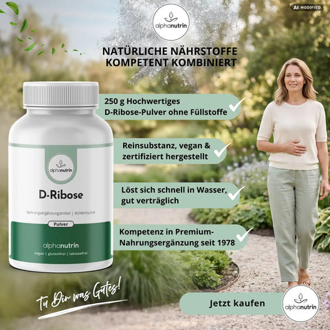 D-Ribose - 250 Gramm veganes Pulver ohne Füllstoffe