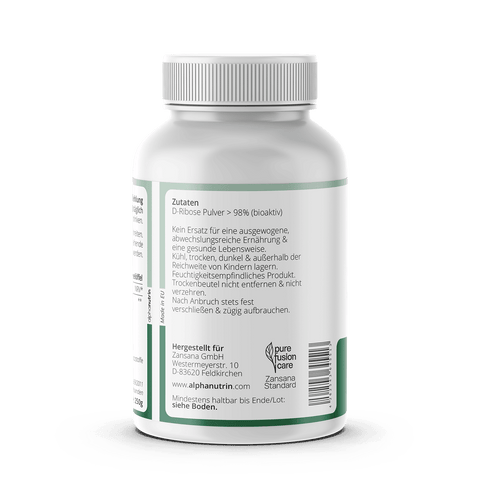 D-Ribose - 250 Gramm veganes Pulver ohne Füllstoffe