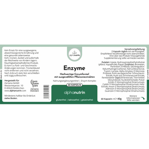Enzyme Premium-Komplex - 60 vegane Kapseln ohne Füllstoffe