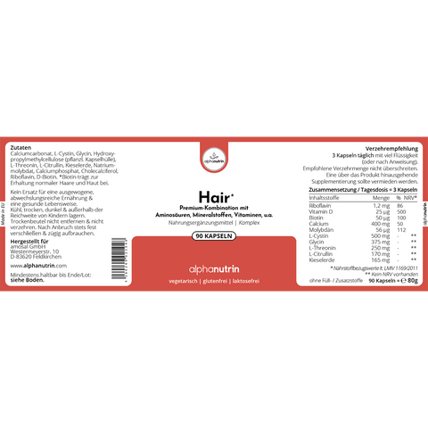 Hair Premium Komplex - 90 Kapseln ohne Zusatzstoffe