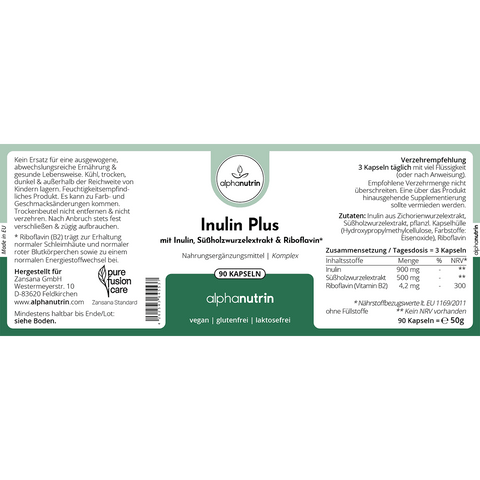 Inulin Plus - 90 vegane Kapseln ohne Füllstoffe