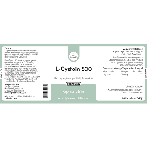 L-Cystein 500 - 60 vegane Kapseln