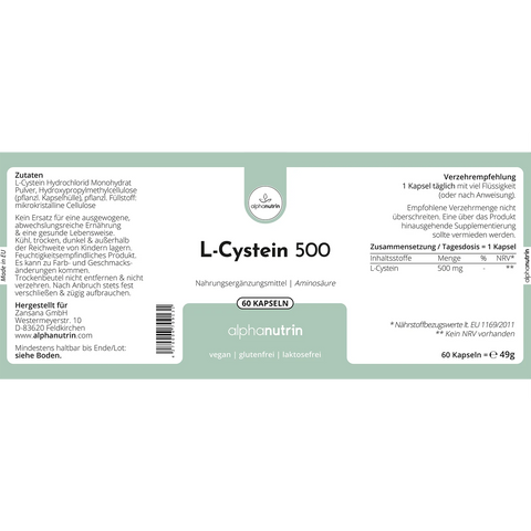 L-Cystein 500 - 60 vegane Kapseln