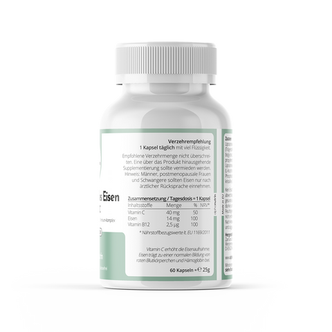 Liposomales Eisen plus C - 60 vegane Kapseln mit B12