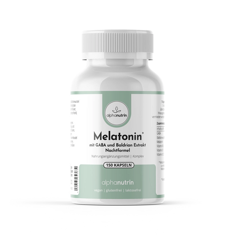 Melatonin mit GABA und Baldrian Extrakt Nachtformel - 150 vegane Kapseln ohne Füllstoffe