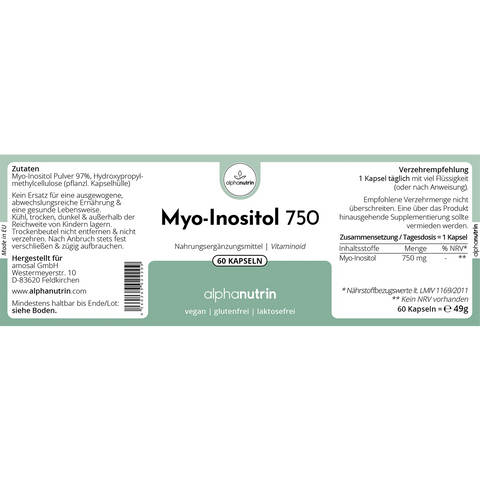 Myo-Inositol 750 - 60 vegane Kapseln ohne Füllstoffe