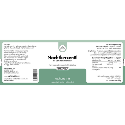 Nachtkerzenöl - 120 vegane Kapseln ohne Füllstoffe