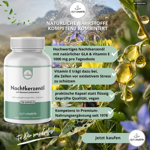 Nachtkerzenöl - 120 vegane Kapseln ohne Füllstoffe