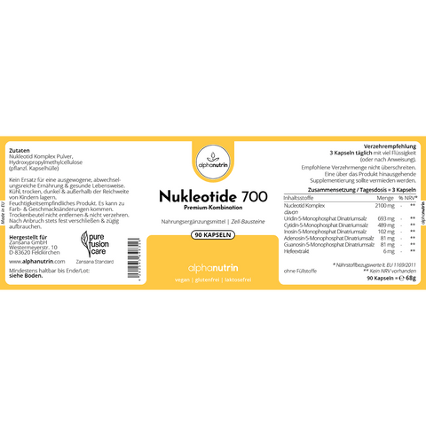 Nukleotide 700 - 90 vegane Kapseln ohne Füllstoffe
