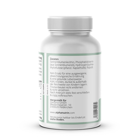 Phosphatidylcholin + Phosphatidylserin PC+PS - 120 vegane Kapseln