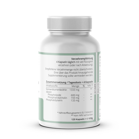Phosphatidylcholin + Phosphatidylserin PC+PS - 120 vegane Kapseln