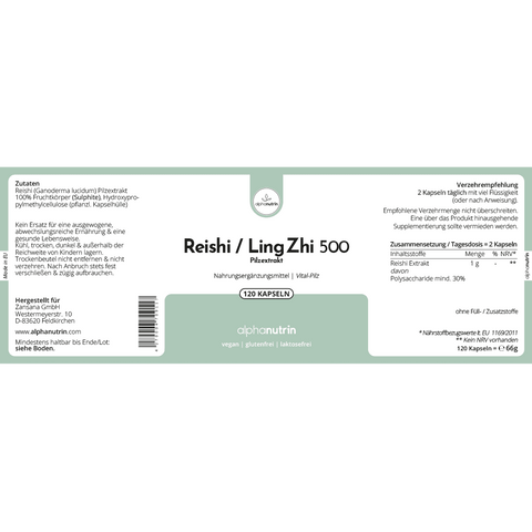 Reishi / Ling Zhi 500 - 120 vegane Kapseln ohne Zusatzstoffe