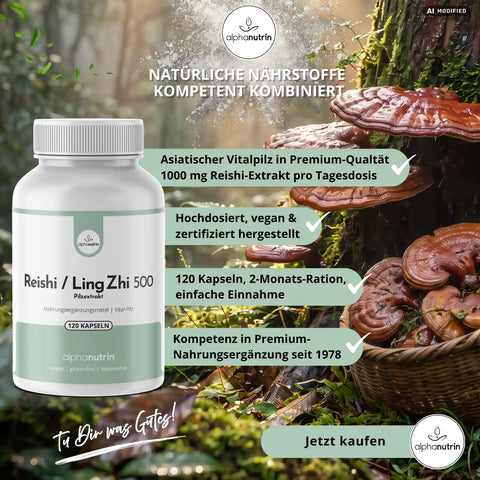Reishi / Ling Zhi 500 - 120 vegane Kapseln ohne Füllstoffe