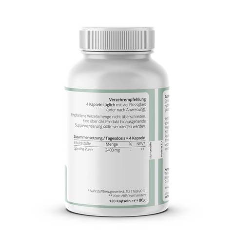 Spirulina 600 - 120 vegane Kapseln ohne Füllstoffe