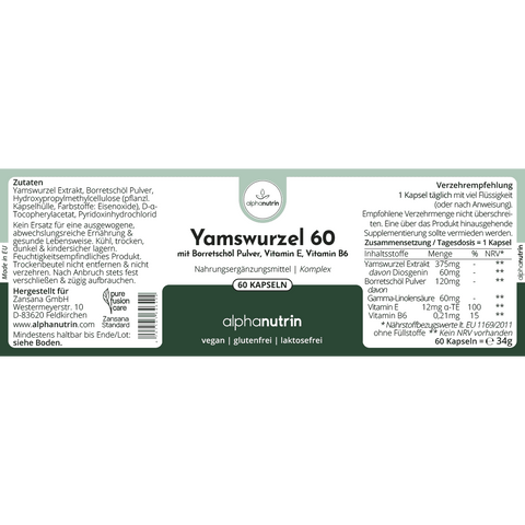 Yamswurzel 60 Komplex - 60 Kapseln Premium